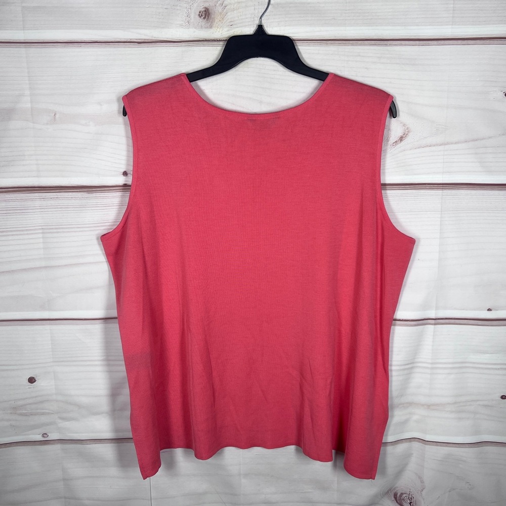 Misook Knit Tank Top Womens 3X Pink Solid Sleeveless Side Slit Blouse Shell - Picture 9 of 10